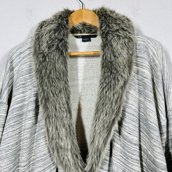 Armani Exchange Cotton Vegan Fur Cardigan Heather Knit Single Button - L - Picture 4 of 6